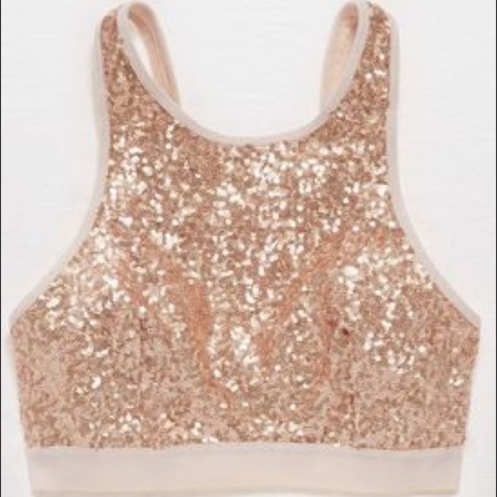 Aerie Rose Gold Sequin Bralette / Crop Top